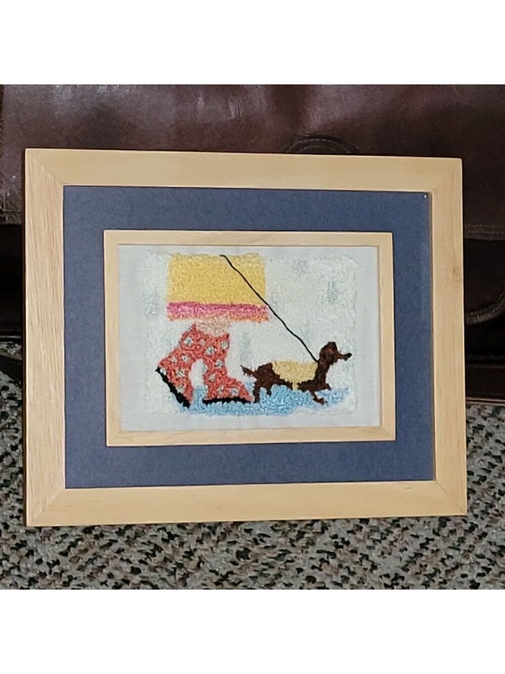 Handmade Needle Punch Art Dog Walk #CH8 - Picture 3 of 5